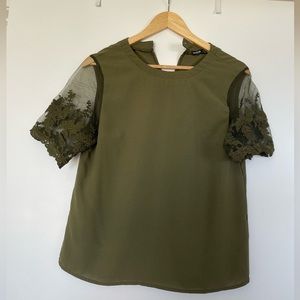Green Detailed Sleeve Top